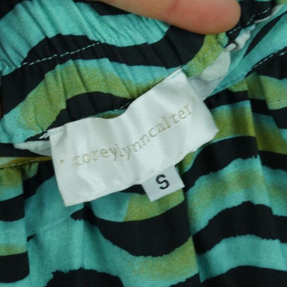 Anthropologie Small Midi Skirt Waves Multicolor Boho Coastal Quirky Maximalist - Picture 4 of 6